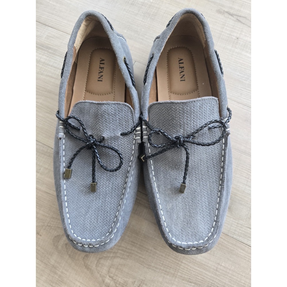 ALFANI BLAKE MENS SIZE 10.5M SUEDE LEATHER DRIVING LOAFERS MOCCASINS SHOES GRAY
